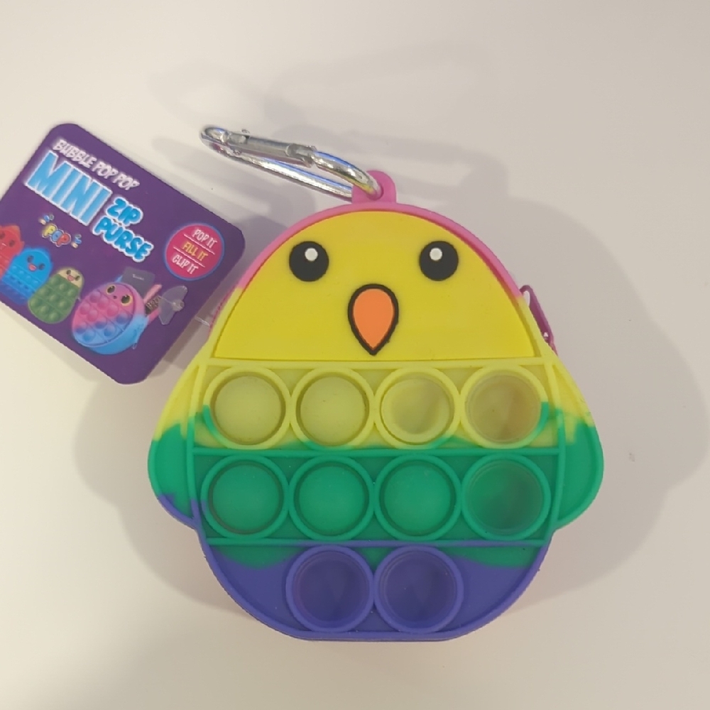 Bubble Pop Mini Zip Purse Rainbow Bird Toy for Kids Fidget Stocking Stuffers NWT